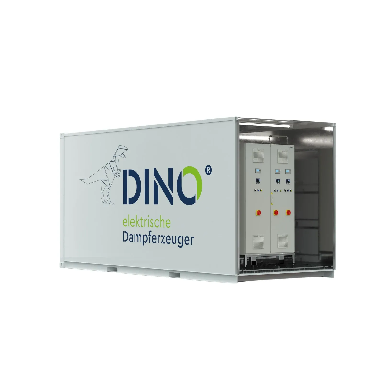 DINO mobile container solution — 3D view of the electric steam generator inside the 20-foot container