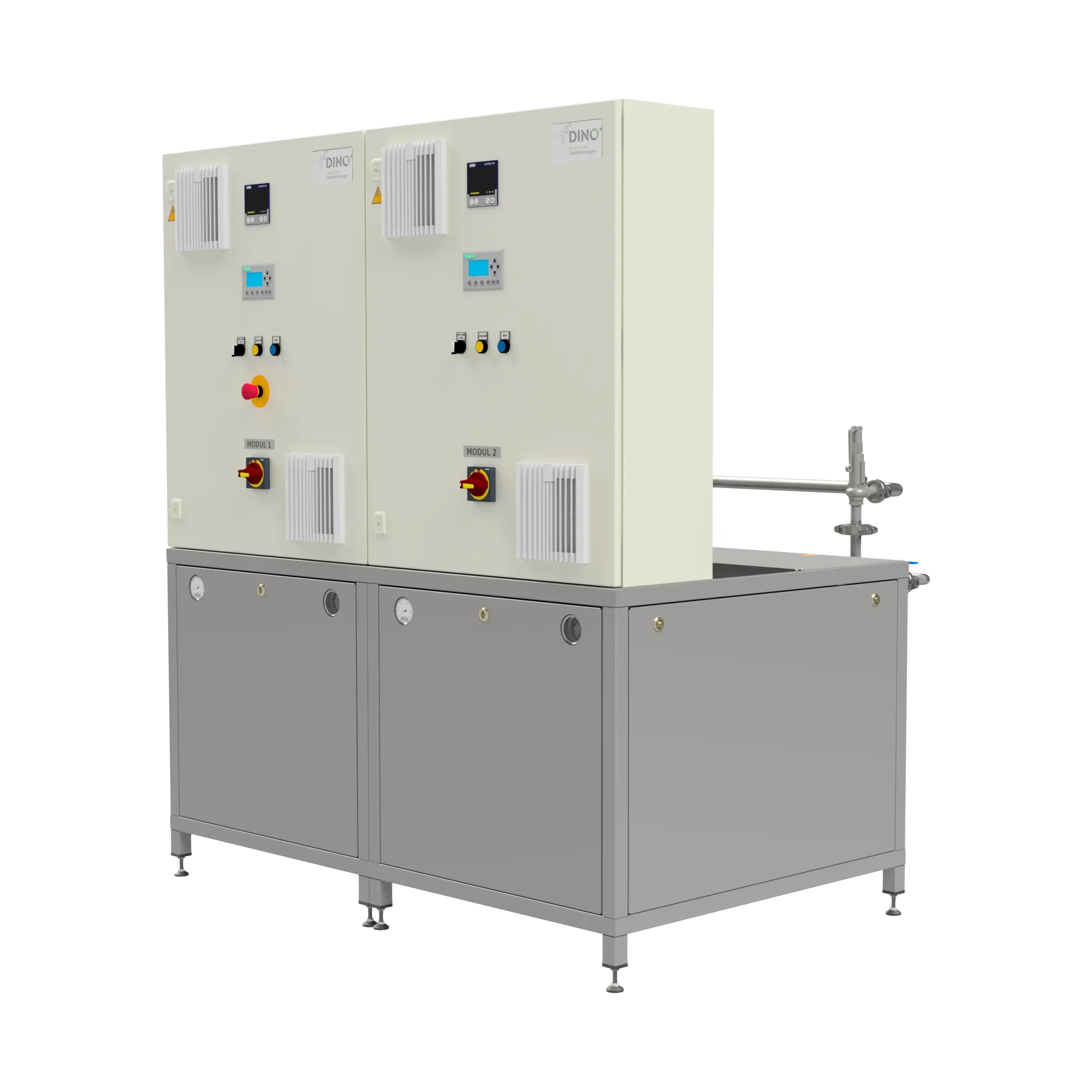 DINO Dampferzeuger CDS-DU-H – Front-/Seitenansicht (3D-Render)